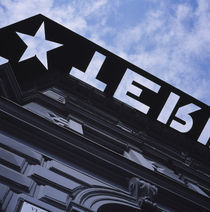 Low angle view of a signboard on a building, House of Terror, Budapest, Hungary by Panoramic Images