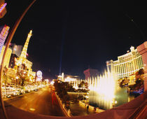 Buildings lit up at night, Las Vegas, Nevada, USA by Panoramic Images