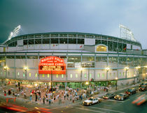High angle view of tourists outside a baseball stadium opening night by Panoramic Images