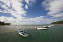 Boats in the sea, Le Morne Brabant, Mauritius by Panoramic Images