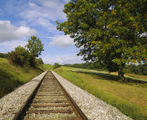 Railroad track passing through a landscape, Germany by Panoramic Images