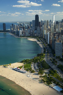 Aerial view of a city, Lake Michigan, Chicago, Cook County, Illinois, USA 2010 by Panoramic Images