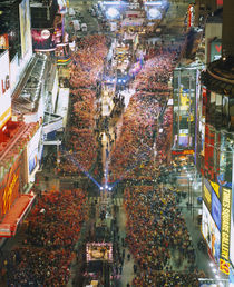 High angle view of crowd on the street celebrating New Year's Eve by Panoramic Images