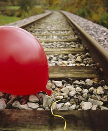 Close-up of a balloon on a railroad track, Germany von Panoramic Images