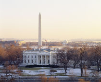 View of the White House and Washington Monument at sunset, Washington DC, USA
