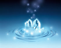 Clear faceted quartz and stars rising from water ripples von Panoramic Images