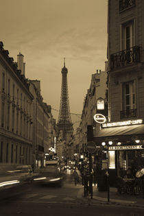 Street with a tower in the background at dusk by Panoramic Images