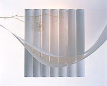Vertical white cylinders behind horizontal floating ribbons  von Panoramic Images