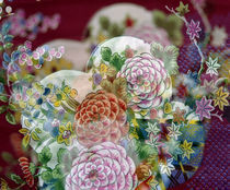 Oriental chrysanthemum fabric out of focus by Panoramic Images