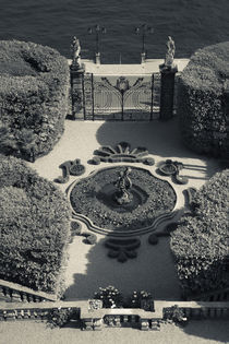 High angle view of a fountain in a garden by Panoramic Images