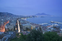 High angle view of a city at dusk, Mt Vesuvius, Naples, Campania, Italy by Panoramic Images