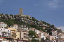 Town on a hill, Posada, Golfo di Orosei, Sardinia, Italy by Panoramic Images
