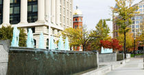 Fountains in front of a memorial, US Navy Memorial, Washington DC, USA by Panoramic Images
