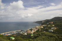 High angle view of a town on the hillside by Panoramic Images