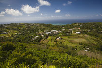 High angle view of a town at the coast, Mont Lubin, Rodrigues, Mauritius von Panoramic Images