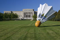 Gaint shuttlecock sculpture in front of a museum by Panoramic Images