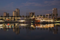 Boats on a marina at dusk by Panoramic Images