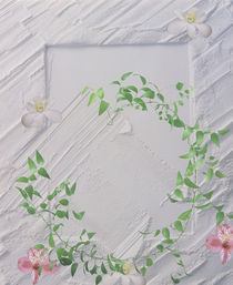 Plaster frame with green vine and white and pink flowers by Panoramic Images