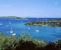 US Virgin Islands, St. John, Caneel Bay, High angle view of boats in the sea von Panoramic Images