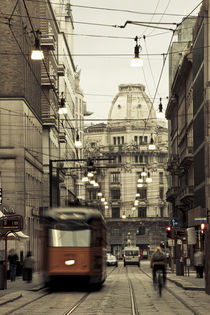 Tram on a street, Piazza Del Duomo, Milan, Lombardy, Italy by Panoramic Images