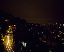 High angle view of a city lit up at night, Rio De Janeiro, Brazil von Panoramic Images