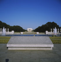 Texts on a memorial plaque, National World War II Memorial, Washington DC, USA von Panoramic Images