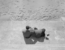 High angle view of a senior couple sitting on steps von Panoramic Images