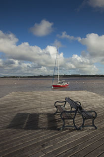 Bench on a jetty, Colonia Del Sacramento, Uruguay by Panoramic Images
