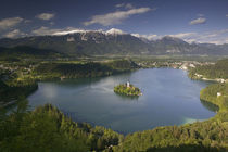 High angle view of a lake, Lake Bled, Julian Alps, Bled, Gorenjska, Slovenia von Panoramic Images