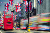 UK. London. Regent Street. Union Jack decorations for Royal Wedding. von Alan Copson