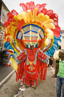 Man dressed as a Native American in the Port of Spain carnival in Trinidad. von Tom Hanslien