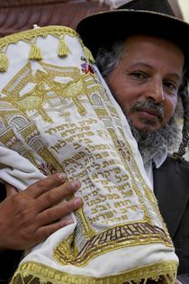 Hasid with the Torah scrolls by Hanan Isachar