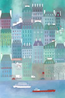 'Paris Blues Cityscape Painting' von Nic Squirrell