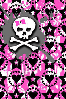 Pink Bow Skull by Roseanne Jones