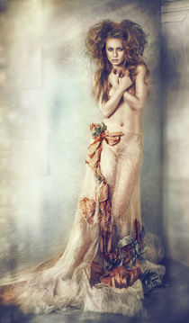 Topless woman in a transparent skirt. von Petrova JuliaN
