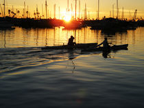Kayaks at Sunset, Newport Harbor.  by Eye in Hand Gallery