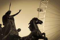 London, Boudica (Boadicea) Statue and London Eye by Alan Copson