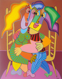 Gemälde Verliebte Stuhlentanz - Painting Lovers chair dance von Twan de Vos