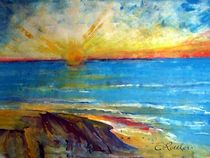 Gemälde Abstrakt Sonnenuntergang am Meer by Eleonore Rottler