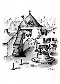 Marktplatz mit Tor und Brunnen von Eleonore Rottler