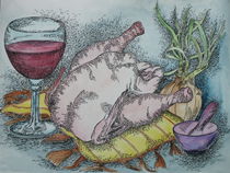 Huhn mit Rotwein von Juliane Helene Berger