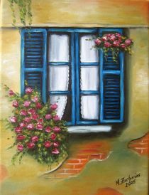 Blaues Blumenfenster by Marita Zacharias