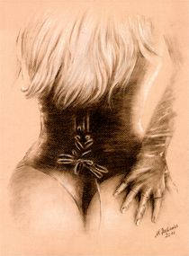 Sexy Girl in Dessous - erotische Zeichnungen by Marita Zacharias