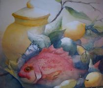 Stillleben mit Fisch und Zitrone by Stefanie Ihlefeldt
