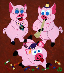 Karneval Schweine by Birgit Oehmig