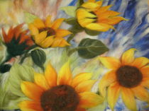 Wollebild Sonnenblumen 2 by Birgit Albert