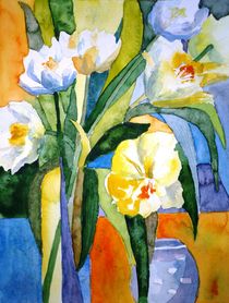 Blütenkomposition weiße Tulpen by Claudia Pinkau