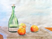 Stillleben mit Weinflasche by Caroline Lembke