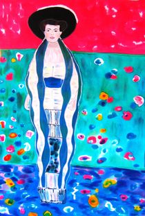 Lady  in Blue - Hommage à Gustav Klimt von Caroline Lembke