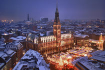 Hamburg Rathaus im Winter in der Dämmerung von ny